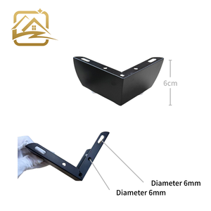 Patas de sofá metálicas en forma de L, de 6 cm, color negro, dos en uno, precio de fábrica, económicas, para sofá cama y armario. - Product Image 3