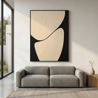 Art mural minimaliste Japandi pour chambre à coucher, peinture à l'huile abstraite beige crème peinte à la main, toile texturée, œuvre d'art moderne de luxe pour la maison