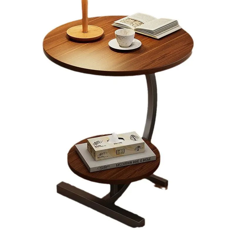 रचनात्मक डिजाइन लकड़ी बालकनी कॉफी टेबल के साथ टेबल मिनी राउंड स्टोरेज डेस्क