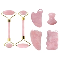 KKS anti-âge cristal naturel rose quartz visage yeux gua sha planche rouleau masseur pierre massage gua sha et jade rouleau