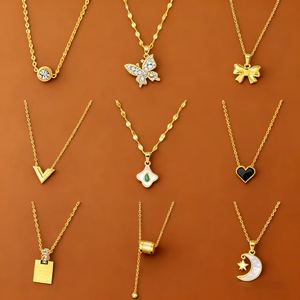 MW Hochwertiger 18 Karat PVD vergoldeter Damen schmuck Transit Free Butterfly Bow Heart Moon Edelstahl Halskette Schmuck - Product Image 1