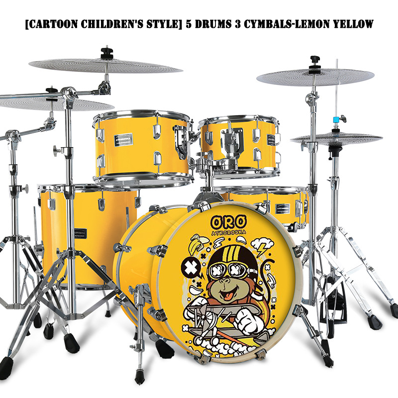 [Stile cartone animato per bambini] 5 tamburi 3 piatti - Giallo limone