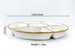 ドライナッツ陳列ケース スナック＆ディップ回転式サービングトレイ ドライフルーツディッシュディスペンサー セラミックプラッター レイジースーザン 分割トレイ - Product Image 6