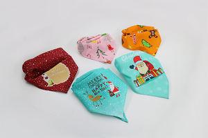 Pañuelo triangular de algodón con estampado personalizado para mascotas, pañuelos navideños para perros - Product Image 4