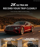 Caméra embarquée 2K 4,5 pouces avec écran miroir, Carplay & Android Auto sans fil, Miracast, double objectif, enregistreur vidéo 1080P, connexion WiFi, navigation GPS