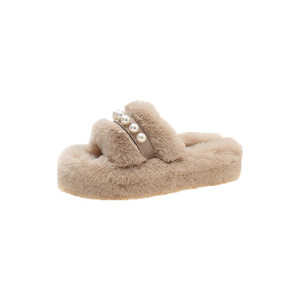 Pearl Hairy <strong>slippers</strong> for Women's Outdoor Wear in the Spring and Autumn of 2026, New Thick Soled Mesh <strong>Red</strong> Cotton <strong>slippers</strong> - Product Image 5
