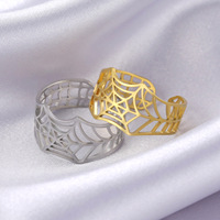 Bague ouverte pour femme Zooying en acier inoxydable, motif toile d'araignée, polyvalente, durable, élégante et tendance, best-seller