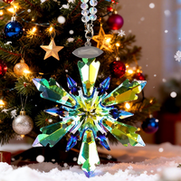 Pendentif de voiture flocon de neige en cristal de quartz transparent, ornement exclusif pour sapin de Noël, emballage cadeau, décoration d'intérieur