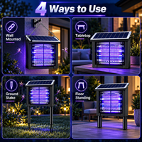 Lampe anti-moustiques solaire 3000V, étanche IP65, triple attractif biomimétique UV, sans produits chimiques, pour le contrôle des nuisibles dans le jardin