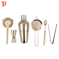 Coffret cadeau d'outils de bar personnalisés, kit de barman, ensemble de bar en or, cuivre et acier inoxydable, shaker à cocktails avec support