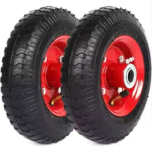 उच्च गुणवत्ता वाले 4 व्हील वैगन टायर लाल रिम छोटे आकार के 8-इंच 2.50-4 वायवीय रबर व्हीलब्रो टायर व्हील
