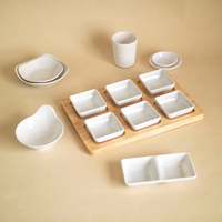 Assiettes carrées épaisses en mélamine blanche, durables, style minimaliste moderne, petits plats, bols à condiments, coupelles à sauce