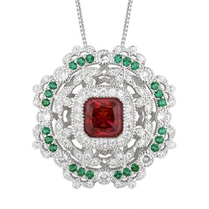 High Quality 8*8mm Imitation Jade Floral Pendant Jewelry Finish Eco-friendly Copper Flower Layered Necklace for Ladies Festival - Product Image 1