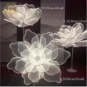 New Wedding Lighting Decoration Roses Glow Lace Flowers Wedding Props Aisle Metal Wedding Flower Stand