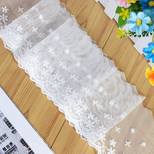 Pizzo a rete di alta qualità <span class=keywords><strong>con</strong></span> motivo a pois e stelle per decorazioni di abiti da donna in stile Lolita, larghezza 7,5-17 cm, rete a pois e stelle. - Product Image 2