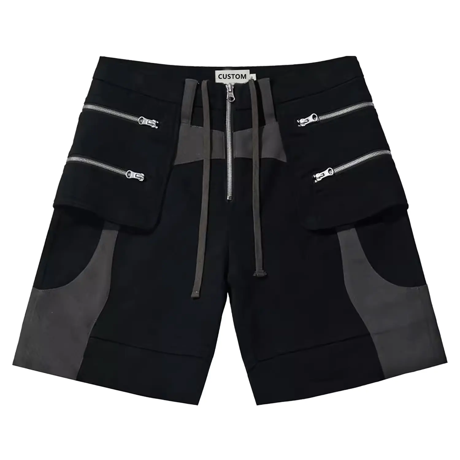 Großhandel individuelle hohe qualität Herrenshorts Baggy farbig-passend reißverschluss tasche sommer shorts herren athletische shorts für herren