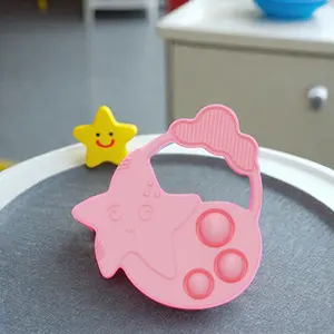 Özelleştirilmiş kişisel Logo yıldız şekli bebek silikon Pop diş kaşıyıcı duyusal oyuncaklar BPA ücretsiz çiğneme diş çıkarma oyuncak bebek dişlikleri