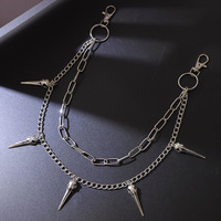 Chaîne de taille tendance à double anneau en alliage argenté tibétain style punk avec pendentif tête d'oiseau pointue pour usage quotidien
