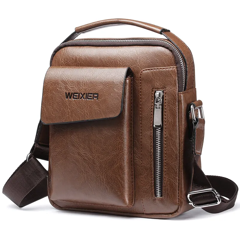 Custom new Fashion Retro Solid clutch ladies bags Waterproof PU Leather Business Shoulder Messenger Handbag Bag For Men