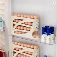 Boîte de rangement à œufs roulante, multi-niveaux, à ouverture inclinée, distributeur automatique d'œufs, plateau à œufs pour porte latérale de réfrigérateur, portable, en PP