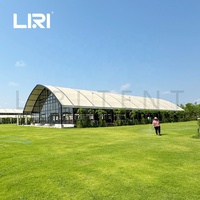 Tente de réception haut de gamme à toit courbé de 15m à 30m avec murs en verre pour 50 à 500 invités – Idéale pour mariages romantiques et événements en plein air