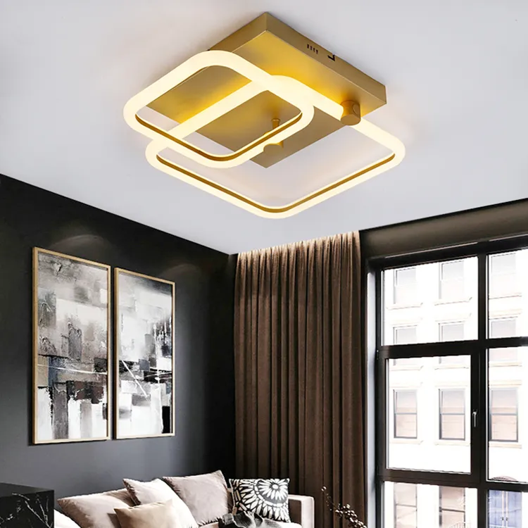 Nordic led metallo retro casa camera da letto soggiorno quadrato forma semplice elegante lampada da soffitto in alluminio nero con diffusore in acrilico