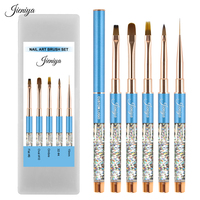 Ensemble professionnel de pinceaux pour nail art, pinceaux liner à manche liquide, pinceaux plats pour ombrage, pour manucure DIY, pinceaux gel en gros