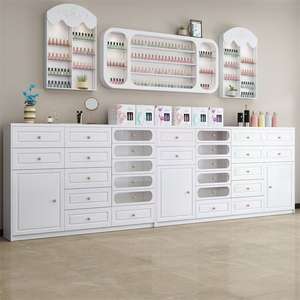 Armoire de présentation de salon de manucure nordique blanche, armoire à vernis à ongles, casier à colle, tiroir de rangement au sol - Product Image 6