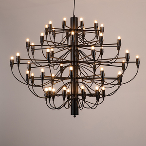 Zhongshan usine salon lustre hôtel salon de <span class=keywords><strong>coiffure</strong></span> LED lampe en fer forgé ménage escalier en colimaçon noir suspension - Product Image 2