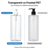Flacon pompe cosmétique en PET épaissi 300ml 500ml, option transparente ou givrée, flacon vide avec pompe PP pour emballage de shampoing