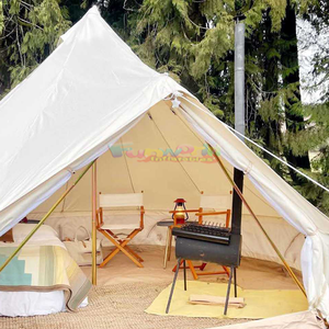 Tienda de campaña Glamping de cuatro estaciones impermeable para exteriores, tienda de campaña familiar, tienda de campaña de lona de algodón Glamping con puerta mosquitera - Product Image 6