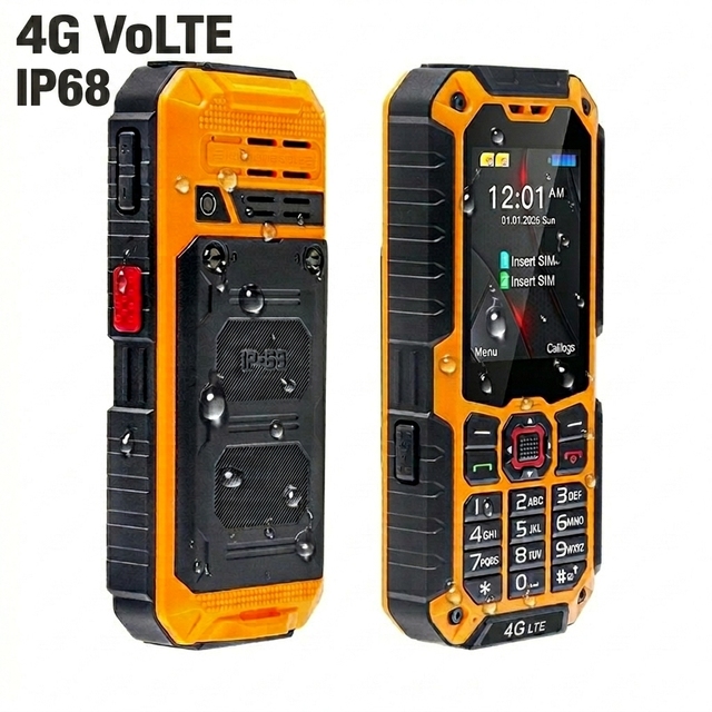 2.4 Three-proof Rugged 4G VO LTE Dual SIM Flashlight Waterproof Fall-resistant Elderly Phone IP68 Type-C SOS Dual SIM OEM Odm