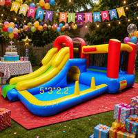 Vente flash : Château gonflable aquatique unisexe d'intérieur avec souffleur d'air, toboggan gonflable, châteaux de saut