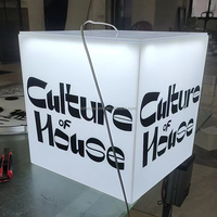 Boîte à lumière publicitaire personnalisée HONGSEN, enseigne pour café, panneaux LED, acrylique lumineux HS0620, suspendu latéralement, couleurs personnalisées
