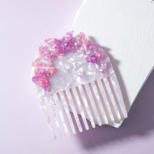 BSCI Factory's Fashionable <strong>Butterfly</strong> Shaped Acetate <strong>Comb</strong> with Mirror Comfortable Portable Daily Style for Home Use - Product Image 3