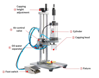 Machine de capsulage pneumatique semi-automatique HANSEN pour parfums, scelleuse de bouteilles cosmétiques en plastique, 220V, facile à utiliser, garantie 1 an