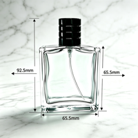 Botella de Perfume Cuadrada de 50 ml con Cuello Prensado, Tapa Negra Transparente con Pulverizador, Diseño Desechable, Color Personalizable, Marcas Globales