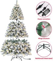 Premium Artificielle LED Blanc Chaud Lumières Neige Floqué PVC Personnalisé 6ft Maison Décoré Arbre De Noël