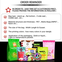 Bonbons refermables imprimés sur mesure Doypack sac en plastique de qualité alimentaire pochette debout emballage pour bonbon bleu