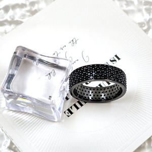 Anello in <span class=keywords><strong>Argento</strong></span> Nero con Zirconia Cubica, Trendy Anello Eternity con 4 Cerchi di Pietre per <span class=keywords><strong>Uomo</strong></span> e Donna - Product Image 4