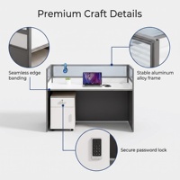 Serie de Escritorios Modulares Rectos, Ecológicos, Duraderos y Modernos para Oficina, Cubículo Lineal para Personal con Pantalla de Vidrio Esmerilado