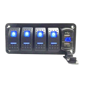 4 gang nhôm rocker bảng chuyển đổi <span class=keywords><strong>On</strong></span> Off chuyển đổi chuyển đổi với màu xanh LED, dễ dàng cài đặt 12V 24V cho thuyền xe biển - Product Image 1