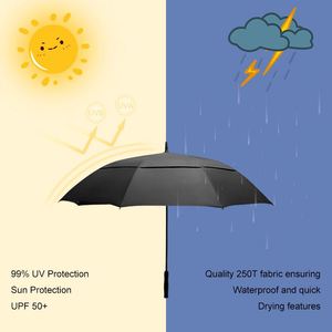 Promotional Gift Double Layer Straight Handle 30 Inches <b>Umbrella</b> Advertised Business Windproof 8 Strong Ribs Golf <b>Umbrella</b> - Product Image 5