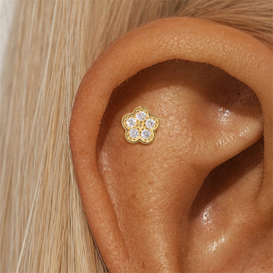 Piercing de Cartílago con Forma de Mariposa y Flor, Chapado en Oro de 18K, Plata 925, Zirconia 5A, 1.2*8mm - Product Image 5