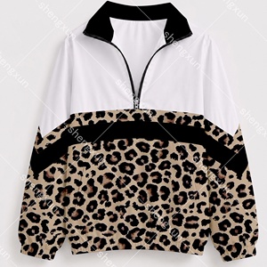<span class=keywords><strong>Giacca</strong></span> a vento da <span class=keywords><strong>donna</strong></span> con stampa <span class=keywords><strong>leopardata</strong></span>, zip a un quarto, resistente all'acqua, sublimata. - Product Image 1