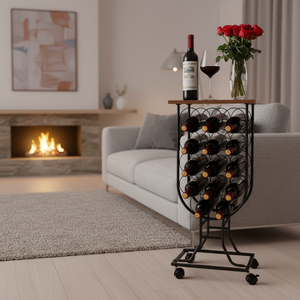 Casier à <span class=keywords><strong>vin</strong></span> en métal mobile sur pied pour cuisine, salle à manger, bar à domicile, hôtel, villas, supports de <span class=keywords><strong>rangement</strong></span> pour comptoir - Product Image 3