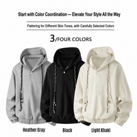 Sweat à capuche côtelé pour homme, coupe ample, style streetwear décontracté, manches longues, avec cordon de serrage et poche, printemps automne, vente en gros