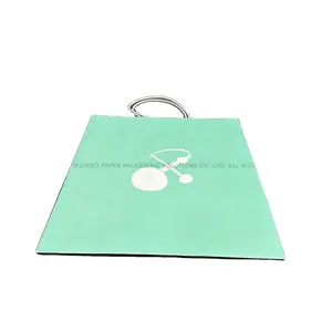 Wowbo Eco-Friendly High Quality Elegant Handcrafted personalized logo printed boutique Green paper bag For Chocolate and Cookies
