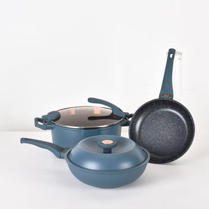 Olla de sopa de aluminio fundido a presión de <span class=keywords><strong>tres</strong></span> piezas de diseño minimalista, juego de combinación de <span class=keywords><strong>Wok</strong></span>, revestimiento antiadherente fácil de fregar, duradero - Product Image 1