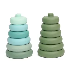 Factory Directly Selling Silicone Round Stacker Toy Baby Educational Stacking Toy Set